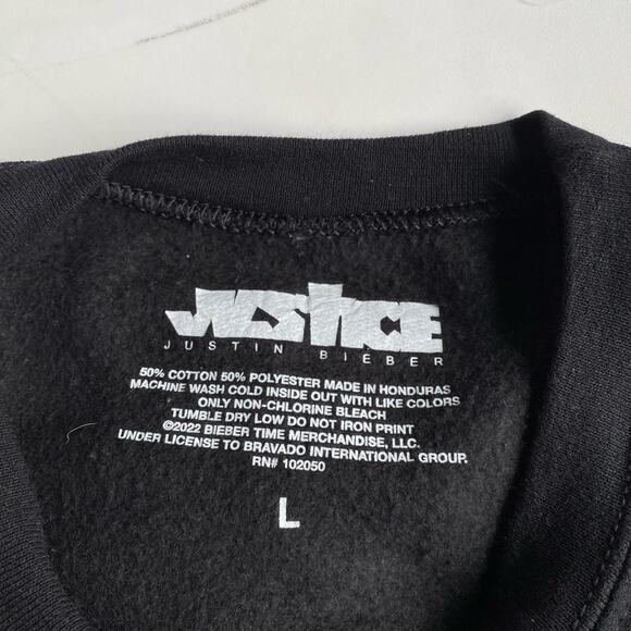 Justin Bieber Justice World Tour Sweatshirt Mens Size Large Long Sleeve Crewneck - Picture 4 of 4